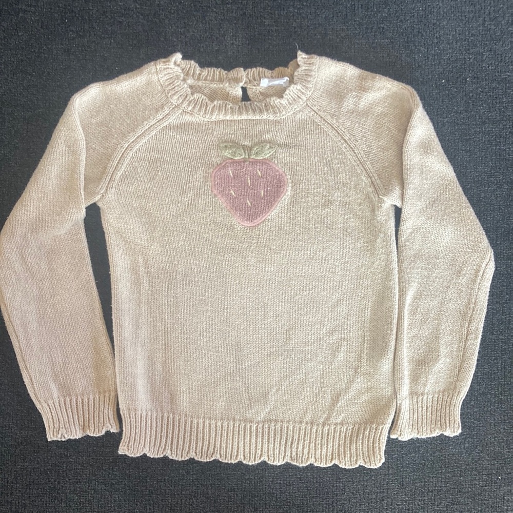 Jamie Kay Sofia Scalloped strawberry sweater, sz 1 year